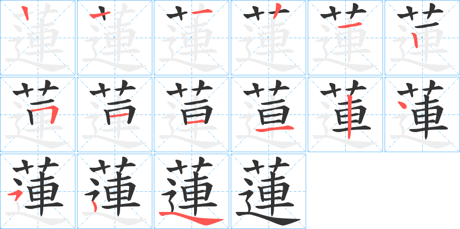 蓮的筆順筆畫(huà)